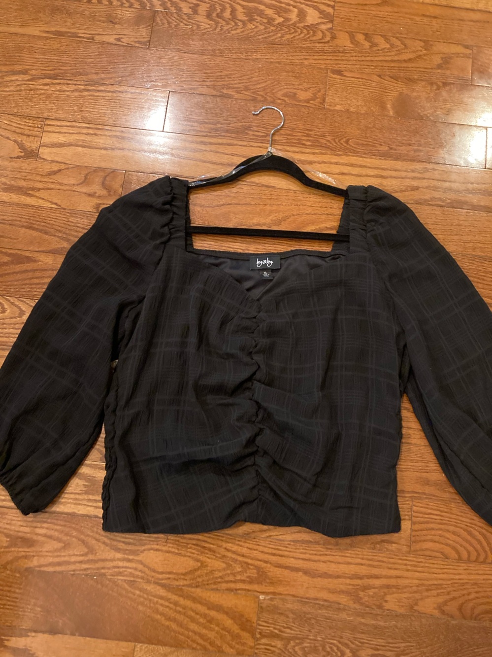 by & by Black Ruched Blouse